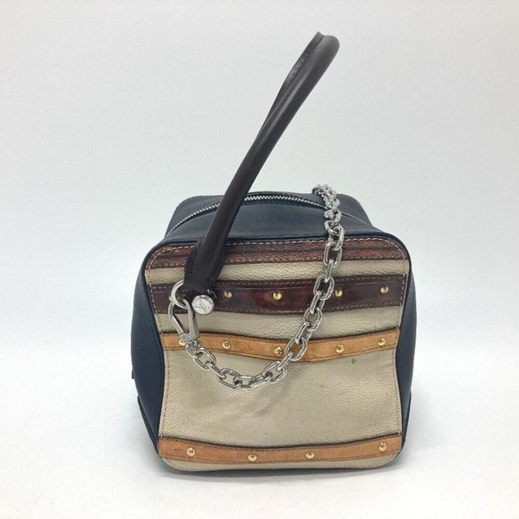 Authentic LOUIS VUITTON M52350 Trompe l'oeil Chain 2WAY Hand Bag Leather Black/B - Picture 1 of 16